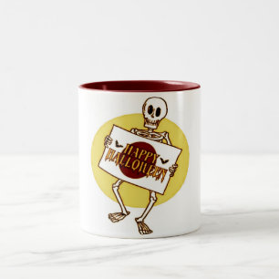 Scary Halloween Skeleton Två-Tonad Mugg