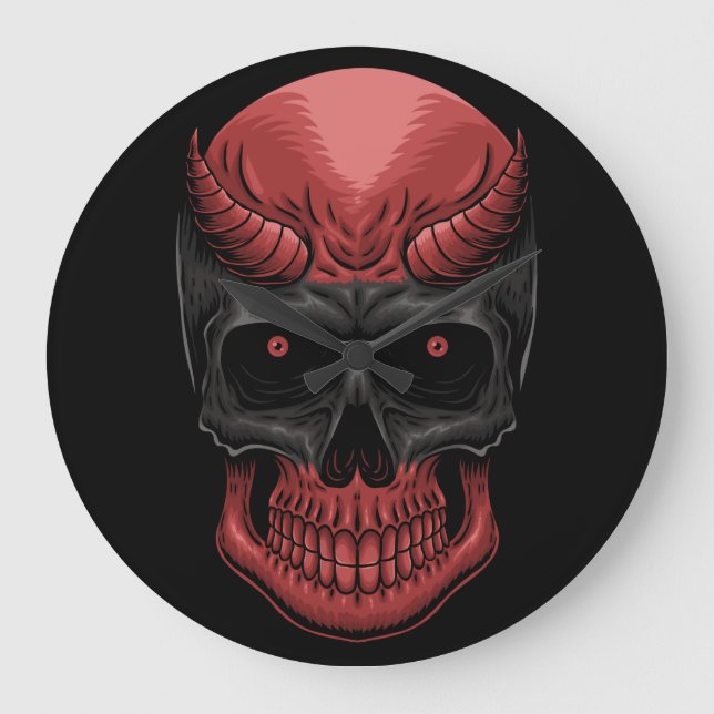 Scary Halloween Skull Dekorativ kudde Stor Klocka (Framsida)