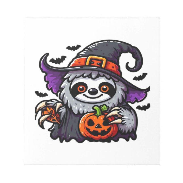 Scary Halloween Sloth Witch Hat Costume Spooky Sea Anteckningsblock (Framsida)