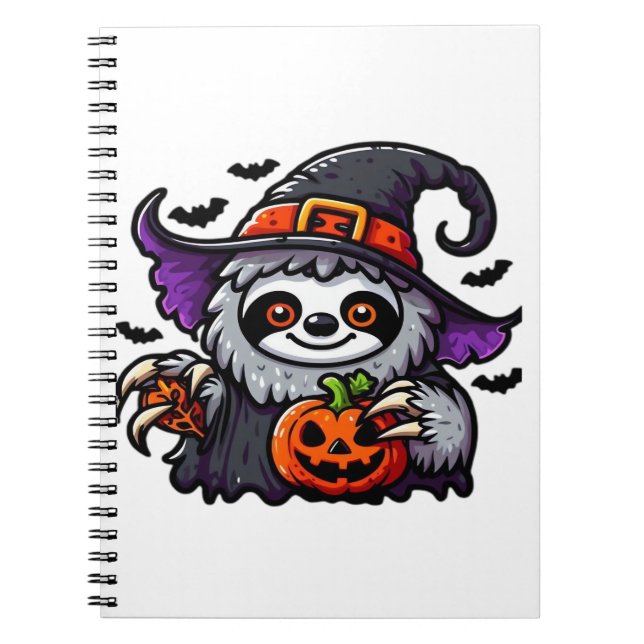 Scary Halloween Sloth Witch Hat Costume Spooky Sea Anteckningsbok (Framsidan)