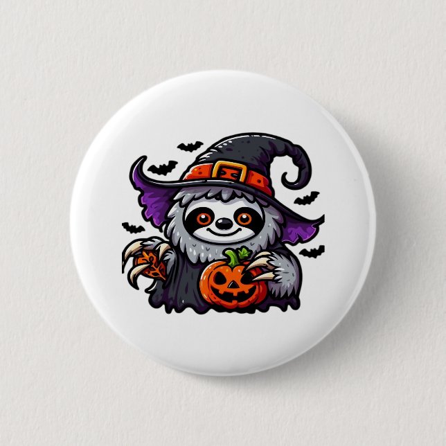 Scary Halloween Sloth Witch Hat Costume Spooky Sea Knapp (Framsida)