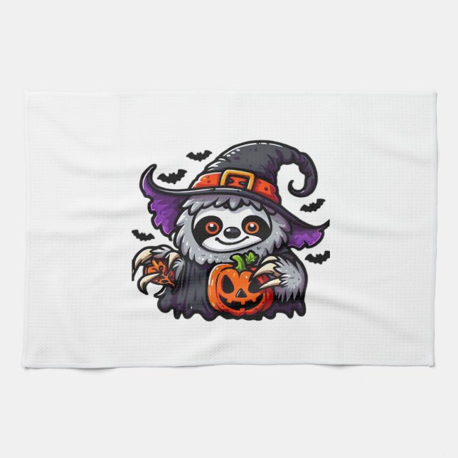 Scary Halloween Sloth Witch Hat Costume Spooky Sea Kökshandduk (Horisontell)