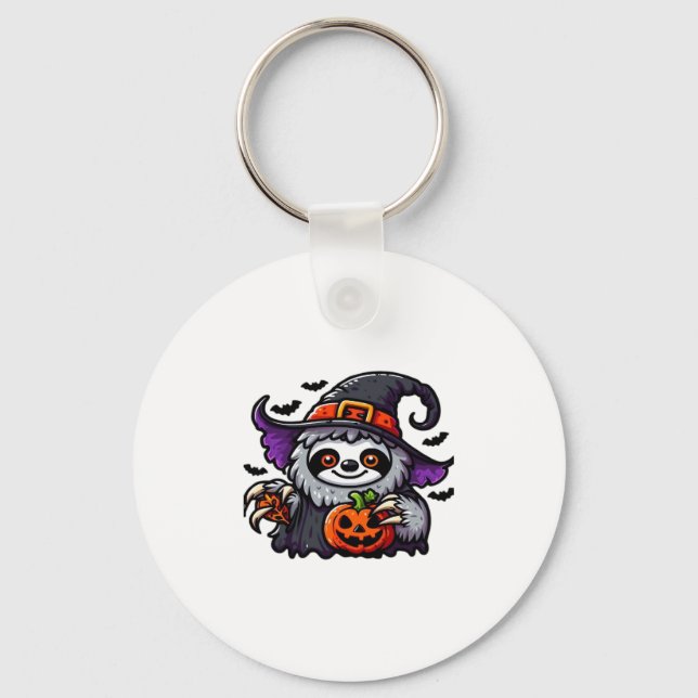 Scary Halloween Sloth Witch Hat Costume Spooky Sea Nyckelring (Framsida)