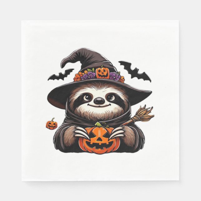 Scary Halloween Sloth Witch Hat Costume Spooky Sea Pappersservett (Framsidan)