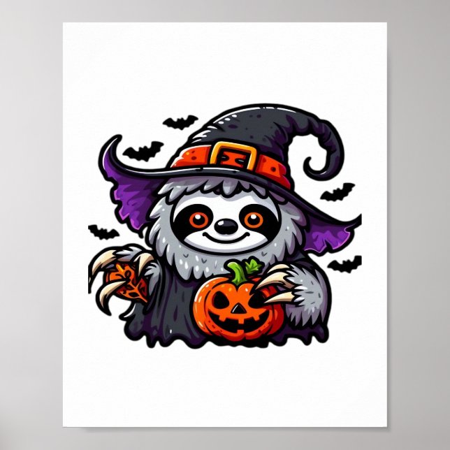 Scary Halloween Sloth Witch Hat Costume Spooky Sea Poster (Framsidan)