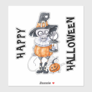Scary Halloween-tecken med anpassningsbar text Klistermärken