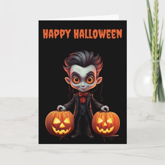 Scary Halloween Vampire Helgkort (Framsida)