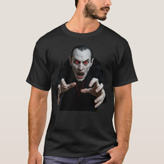 Scary Halloween Vampire T Shirt (Framsida)
