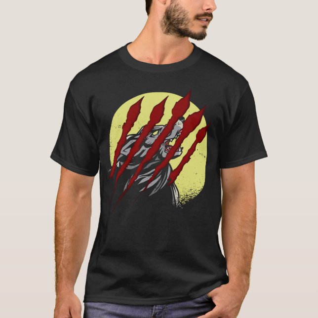 Scary Halloween Werevarn Full Moon T Shirt (Framsida)