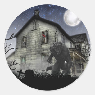 Scary Halloween Werevarv Runt Klistermärke