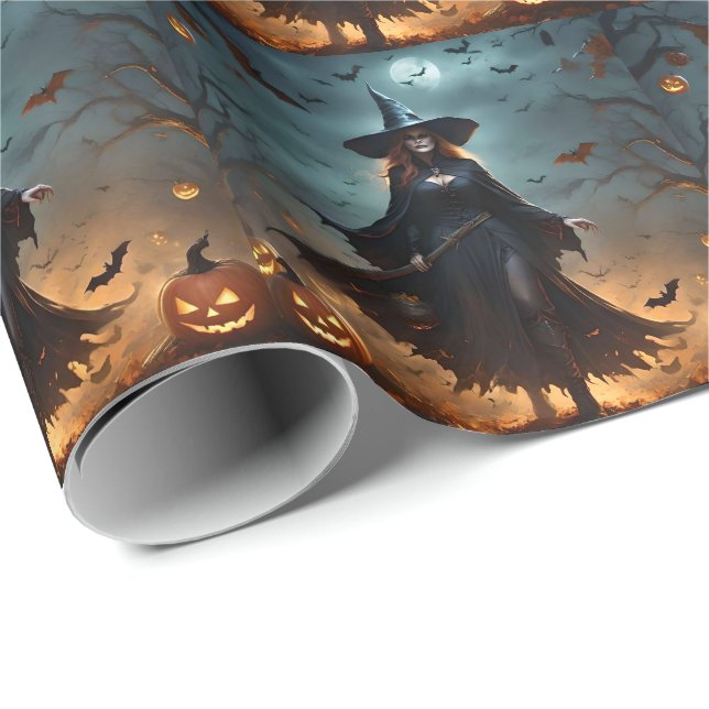 Scary Halloween Witch Presentpapper (Rullad Hörn)