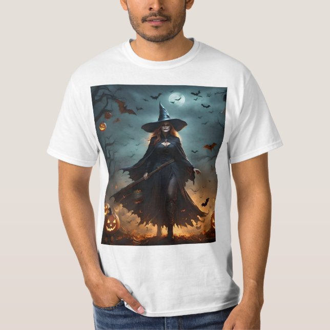 Scary Halloween Witch T Shirt (Framsida)
