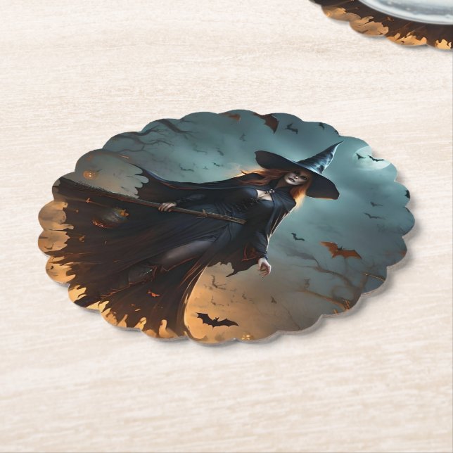 Scary Halloween Witch Underlägg Papper (Vinklad)