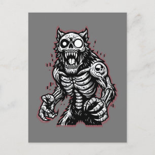Scary Halloween Zombie Werevargen Vykort