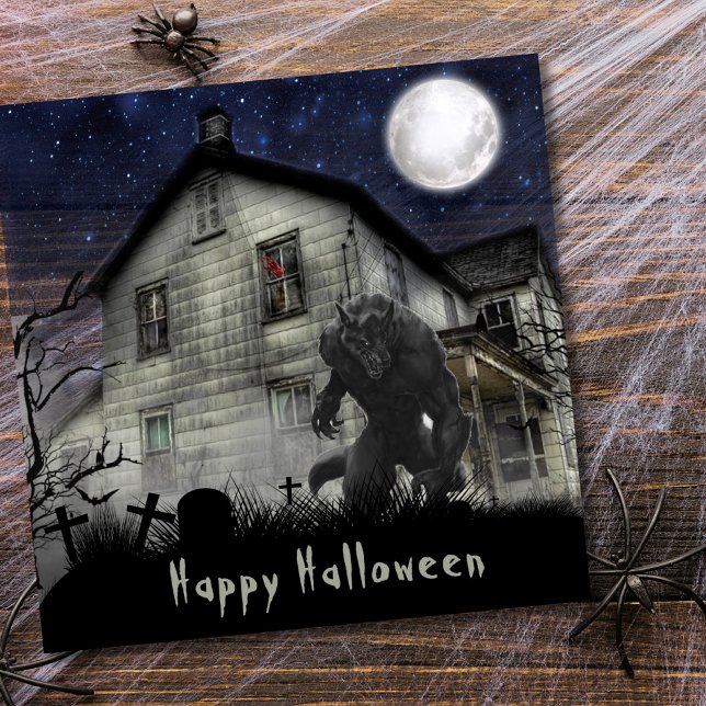 Scary Happy halloween Werevarv Kort (Skapare uppladdad)