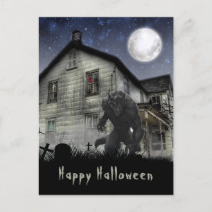 Scary Happy halloween Werevarv Vykort