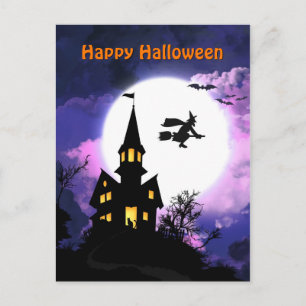 Scary Haunted House Happy halloween Vykort