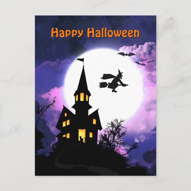 Scary Haunted House Happy halloween Vykort (Framsida)