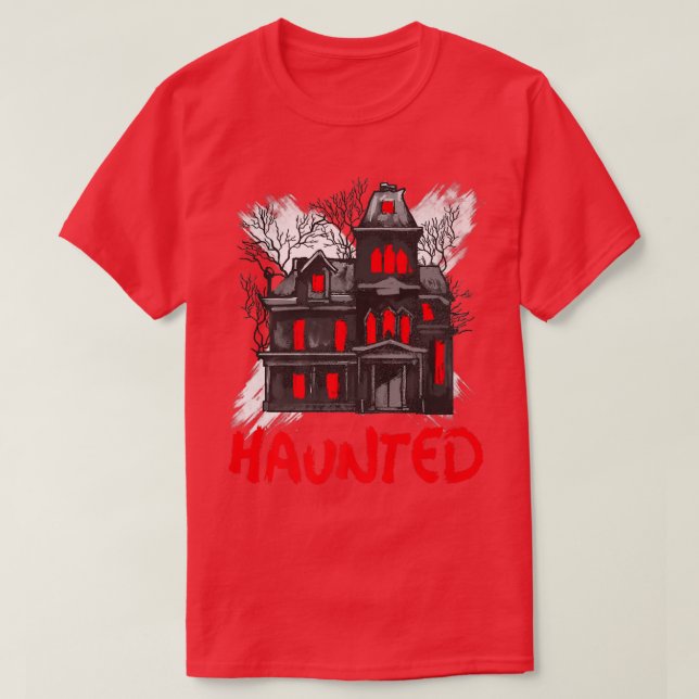 Scary Haunted House Horror Art  T Shirt (Design framsida)