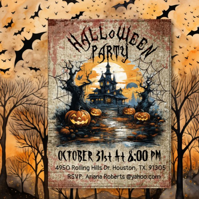Scary Haunted HouseHalloween Party Inbjudningar (Skapare uppladdad)