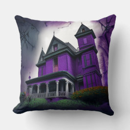 Scary Haunted Lila Mansion Dekorativ kudde