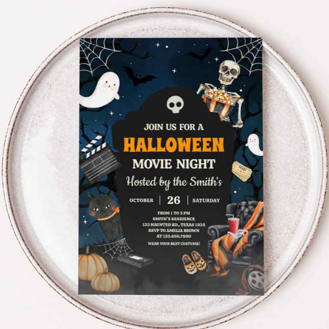 Scary Horror Halloween Movie Night Party Inbjudningar (Scary Horror Halloween Party Movie Night Party Invitation)