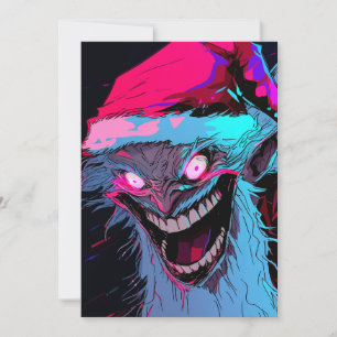 Scary Horror Krampus Santa Anime Tecknad Monster Julkort