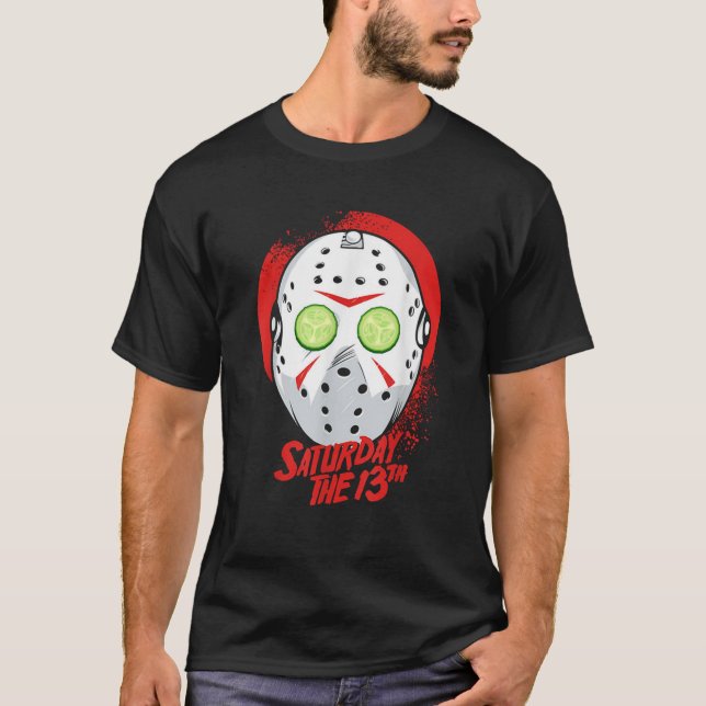 Scary Horror Saturday 13th Funny Halloween Costume T Shirt (Framsida)