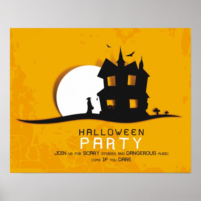 Scary House & Full Moon Halloween fest-inbjudan Poster (Framsidan)