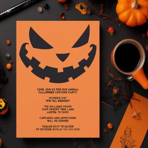 Scary Jack o lantern Anpassningsbar Orange Hallowe Inbjudningar