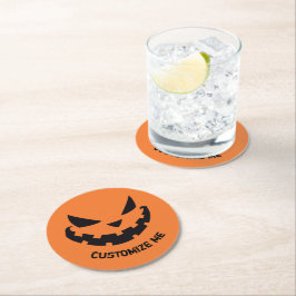 Scary Jack o lantern Anpassningsbar Orange Hallowe Underlägg Papper Rund