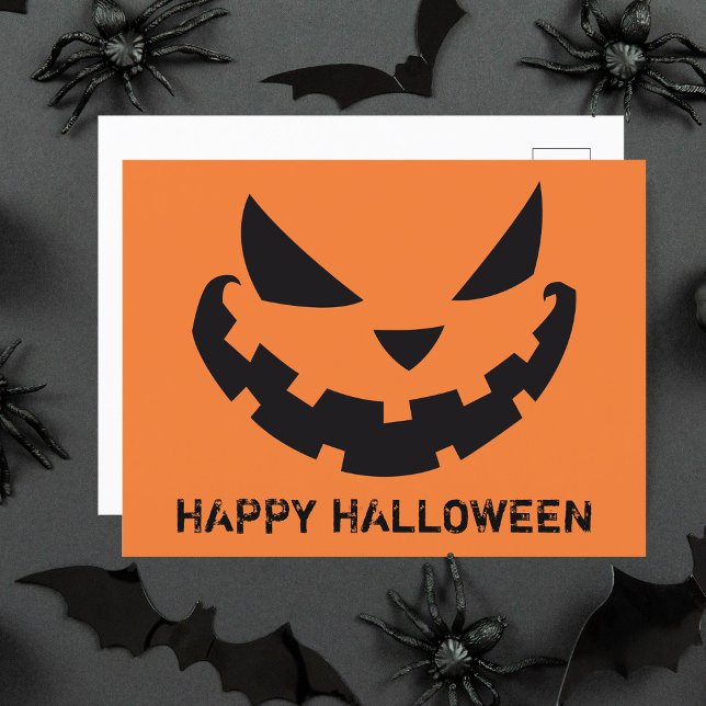 Scary Jack o lantern Anpassningsbar Orange Happy h Vykort (Skapare uppladdad)