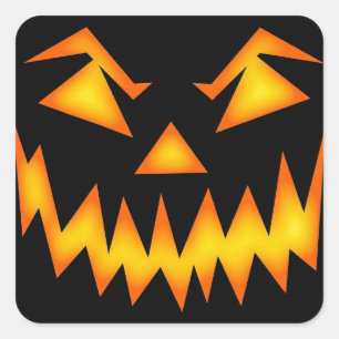 Scary Jack o lantern Ansikte Fyrkantigt Klistermärke