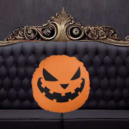 Scary Jack o lantern Ansikte Orange Halloween Rund Kudde