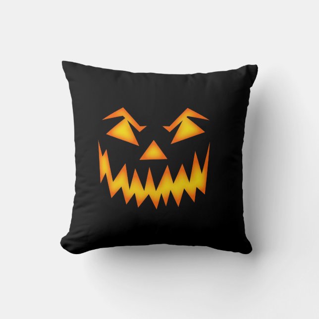Scary Jack o lantern Ansikte Pillow Kudde (Framsida)
