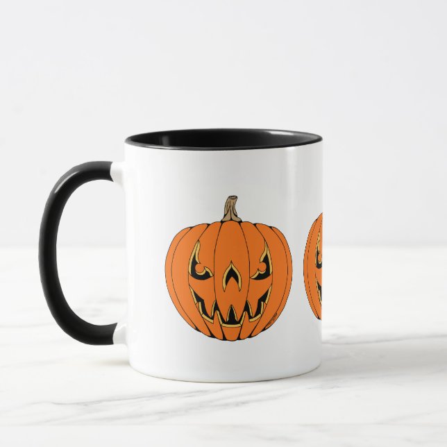 Scary Jack-o'-Lantern Halloween Design Mugg (Vänster)