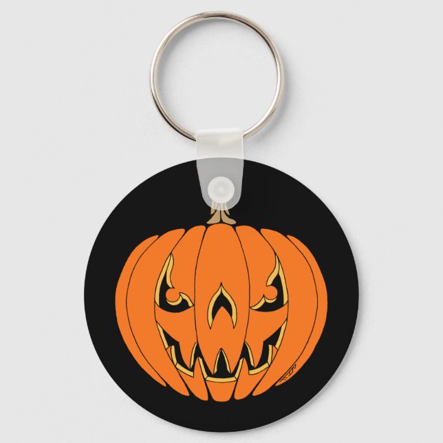 Scary Jack-o'-Lantern Halloween Design Nyckelring (Framsida)