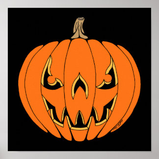 Scary Jack-o'-Lantern Halloween Design Poster