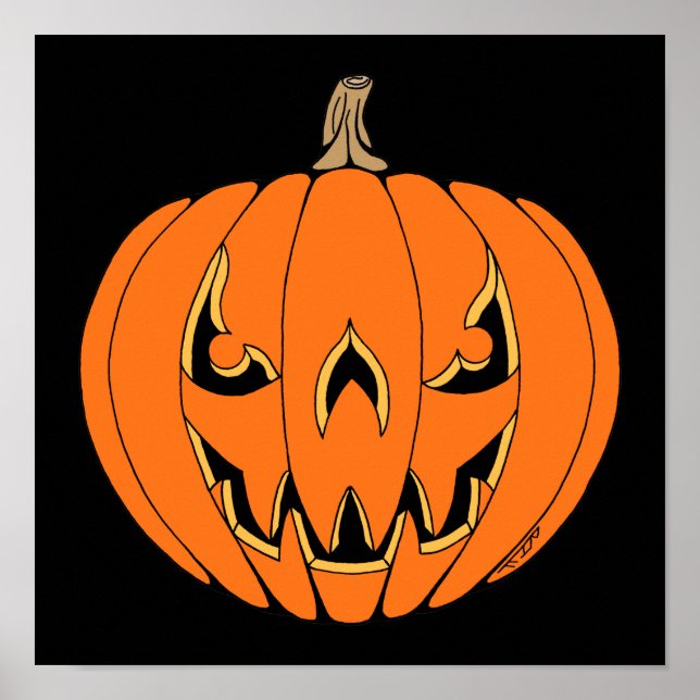 Scary Jack-o'-Lantern Halloween Design Poster (Framsidan)
