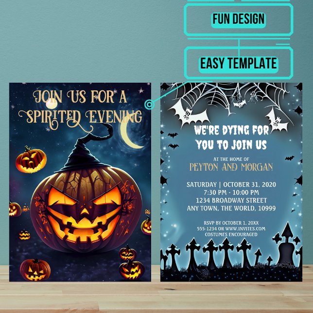 Scary Jack-o'-lantern Halloween fest Inbjudningar (Use these awesome invitations to get your guest in the mood right away. )