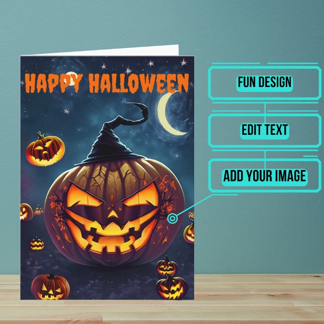 Scary Jack-o'-lantern Halloween Kort (Send a special greeting to a friend at Halloween with this fun card.)