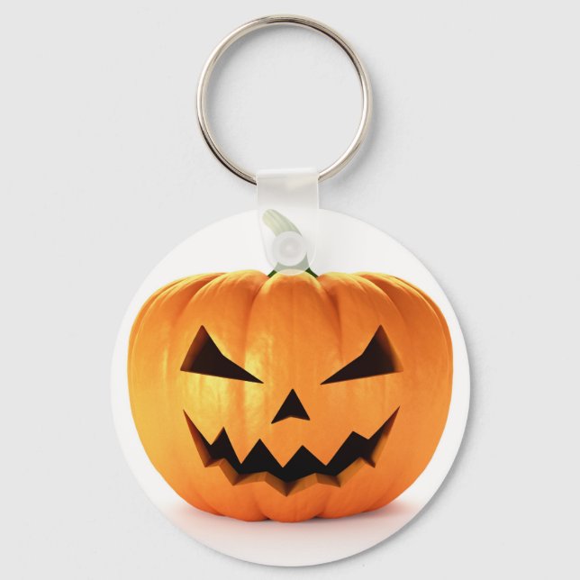 Scary Jack o lantern Halloween Pumpkin Nyckelring (Framsida)