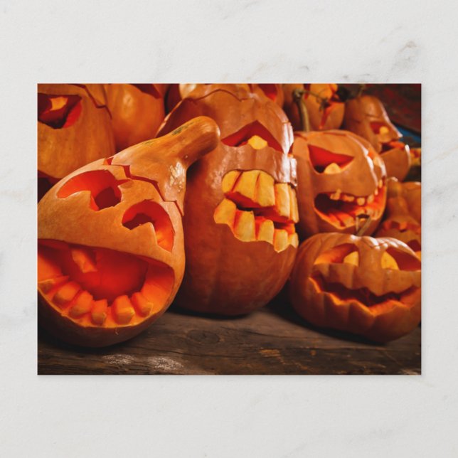Scary Jack o lantern Halloween Pumpkins Vykort (Framsida)