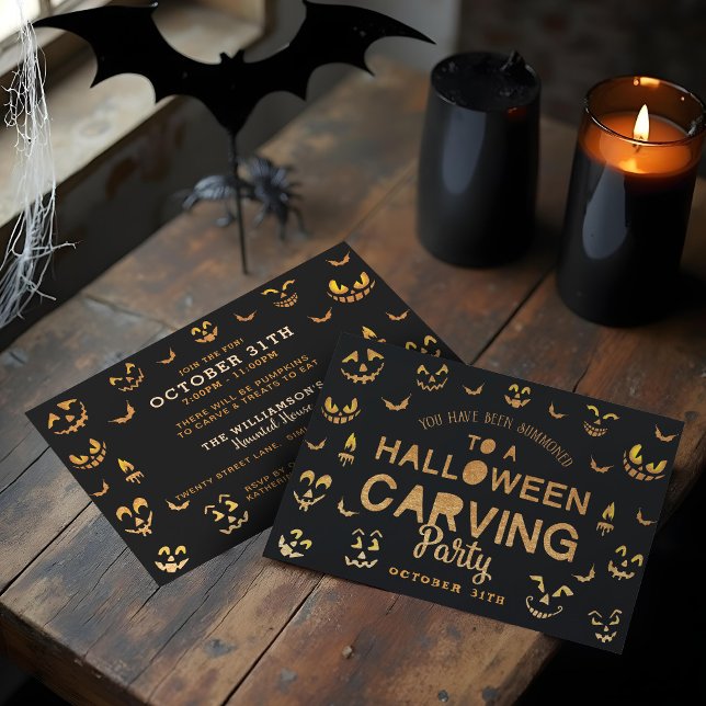 Scary Jack o lantern Pumpkin Halloween Carving Inbjudningar (Scary Jack O Lantern Pumpkin Halloween Carving Invitation)