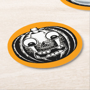 Scary Jack-o-Lantern Round Papper Underlägg Rund