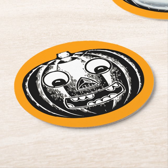 Scary Jack-o-Lantern Round Papper Underlägg Rund (Vinklad)