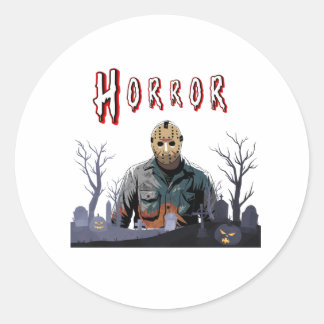Scary Jason Horror Scene Sticker Spooky Halloween Runt Klistermärke