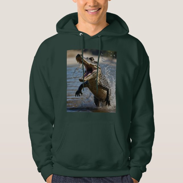 Scary Jaws: Australian Crocodile Leaping Hoodie (Framsida)