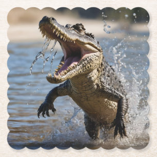 Scary Jaws: Australian Crocodile Leaping Underlägg Papper