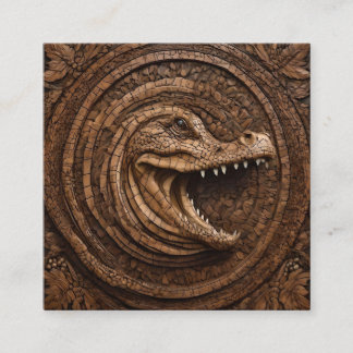 Scary Jaws: Australian Crocodile Wood Print, Fyrkantigt Visitkort
